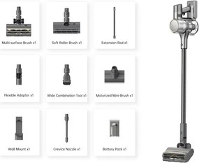 Aspirator vertical Dreame R20 VTV97A, 190 AW, 3 moduri, 0,6 l, 90 min, HEPA, Ecran LCD, Negru