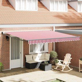 vidaXL Marchiză retractabilă manuală cu dungi roșii și albe 400x300 cm
