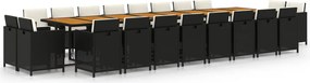 vidaXL Set mobilier de grădină cu perne, 21 piese, negru, poliratan