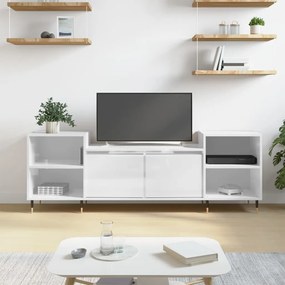 Comoda TV, alb extralucios, 160x35x55 cm, lemn prelucrat