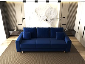 Canapea extensibilă dumonde cu ladă de depozitare si sezut confortabil din spuma high-density, Kronos Royal Albastru 210x100 cm