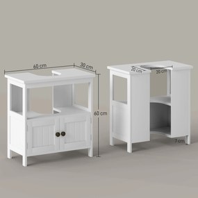 kleankin Dulap Sub Chiuvetă cu Raft și 2 Uși 60x30x60 cm Alb | Aosom Romania