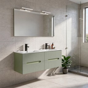 Trent Mobilier de baie 120 cm Lavetă ceramică cu oglindă 60x120 cm verde fistic-verde-olive