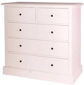 Comoda roz, din lemn de pin, cu 5 sertare, aspect vintage, Country