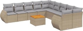 vidaXL Set canapele de grădină cu perne, 11 piese, bej, poliratan