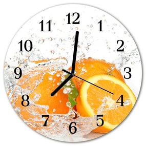Ceas de perete din sticla rotund Portocale Bucătărie Orange