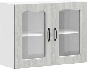 vidaXL Dulap bucătărie cu ușă sticlă Kalmar lemn prelucrat gri Sonoma