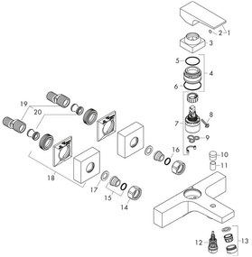 Baterie cada - dus, Hansgrohe, Metropol, bronz periat