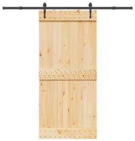 vidaXL Ușă glisantă cu set de feronerie 95x210 cm, lemn masiv de pin