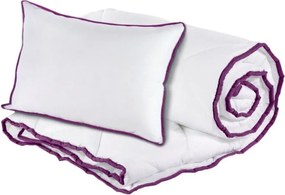 Set Alcam perna microfibra 50x70 cm si pilota matlasata 140x200 cm, Alb/Mov