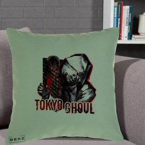 Perna Personalizata Tokyo Ghoul Ken Kaneki Anime, 40x40 cm, Verde, Husa Detasabila, Perna Inclusa, BEKZ®