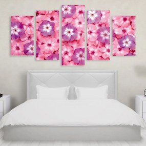 Tablou Multicanvas 5 Piese Pink Purple Flowers 250x120 cm