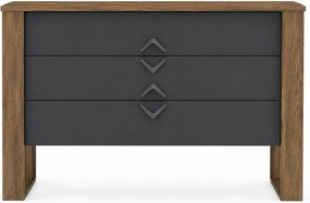 Comoda Bumerang Aynalı, gri antarcit/alun, PAL melaminat, 110x45x76 cm