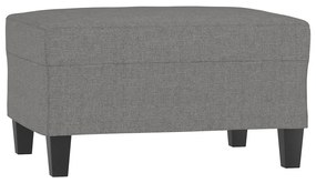 Canapea cu 3 locuri si taburet, gri inchis, 210 cm, textil