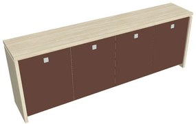 Dulap mic Verno 248 x 46 x 90 cm, uși de sticlă, salcâm / maro