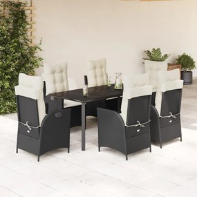vidaXL Set mobilier de grădină cu perne, 7 piese, negru, poliratan