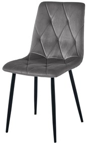Scaun de dining din catifea gri inchis LIBRA cu picioare negre