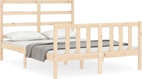 vidaXL Cadru de pat cu tăblie, dublu mic, lemn masiv
