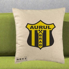 Perna Personalizata Aurul Brad Fotbal, 40x40 cm, Bej, Husa Detasabila, Perna Inclusa, BEKZ®