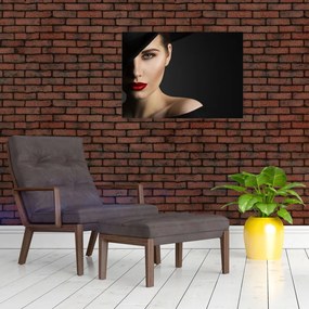 Tablou pe sticlă - Portretul femeii cu pălărie (70x50 cm)
