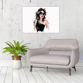 Tablou pe sticlă - Femeie de modă (70x50 cm)