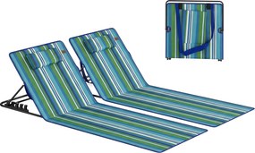 Outsunny Set de 2 șezlonguri pliabile cu spătar reglabil, ușoare, cu pernă și buzunar de depozitare | Aosom Romania