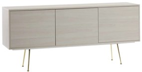 Comoda TV Limo, picioare aurii, deschidere push-pull - ALB ARTAR
