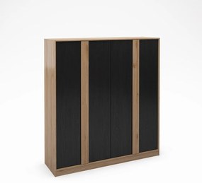 Șifonier negru/în culoare naturală cu aspect de lemn de stejar 180x197,5x53 cm Dennis – Marckeric