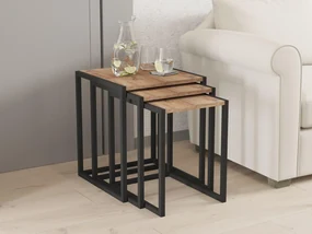 Set 3buc. măsuțe cafea Kibusa (negru + pin atlantic). 1094328
