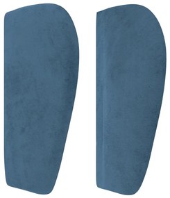 Tablie pat cu aripioare albastru inchis 203x23x78 88 cm catifea 1, Albastru inchis, 203 x 23 x 78 88 cm