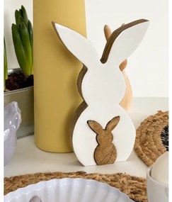 Iepuras de lemn de Paste HOPPYDUO set 2 buc, 20 cm, alb