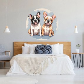 PIPPER. Autocolant circular de perete „Bulldogi francezi” mărimea: 100cm