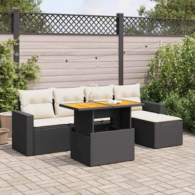 3327024 vidaXL Set mobilier de grădină cu perne, 6 piese, negru, poliratan