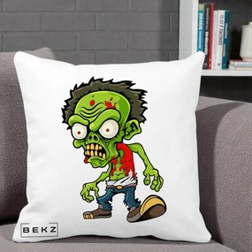 Perna Decorativa Zombie Halloween, 40x40 cm, Alba Mata, Husa Detasabila, Perna Inclusa, BEKZ®