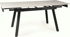 Masa extensibila JOHN, crem cu efect de marmura/negru mat, ceramica/me