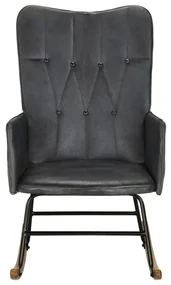 339681 vidaXL Scaun balansoar, gri, piele naturală