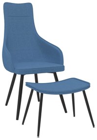 Fotoliu cu taburet, albastru, material textil 1, Albastru, Cu scaunel pentru picioare