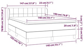 Pat box spring cu saltea, maro inchis, 140x200 cm, textil Maro inchis, 140 x 190 cm, Cu blocuri patrate