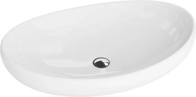 Lavoar pe blat Rune Rolf oval 60 cm alb lucios