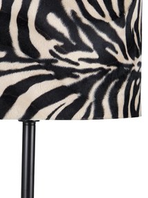 Lampă de podea modernă, umbră din țesătură neagră, zebră 40 cm - Simplo