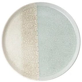 Set de veselă din porțelan, 27 piese, bej/verde