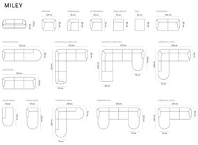 Coltar stanga 4 locuri, Miley, Micadoni Home, BL, 259x155x74 cm, catifea, bej deschis