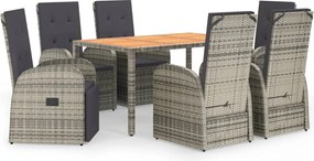 vidaXL Set mobilier de grădină cu perne, 7 piese, gri, poliratan