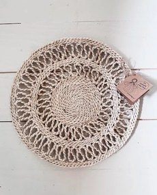 Suport pentru vase calde din iută artizanală, împletit manual, alb-natur, formă rotundă, 21,5 cm, „Emma"