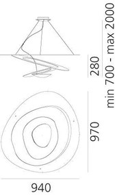 Lustră LED dimabilă pe cablu Artemide 1254120A PIRCE LED/44W/230V 3000K auriu