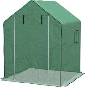 Outsunny Husa de Rezerva PE pentru Sera Calda 140x143x190cm cu Usa Rulabila Ferestre Plasa Verde | Aosom Romania