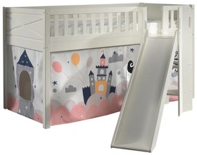Set SCOTT este format din Pat copiiul de dormit înalt cu tobogan și perdeaua de joacă PRINCESS SOPHIE.
