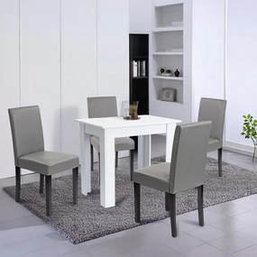 Set de masă Leon 4+1 alb-gri