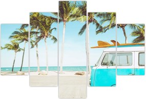 Tablou - Vintage, furgonetă, plajă (150x105 cm)