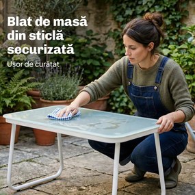 Outsunny Set Mobilier Grădină 4 Piese cu Canapea, Fotolii, Măsuță, Bej și Alb | Aosom Romania